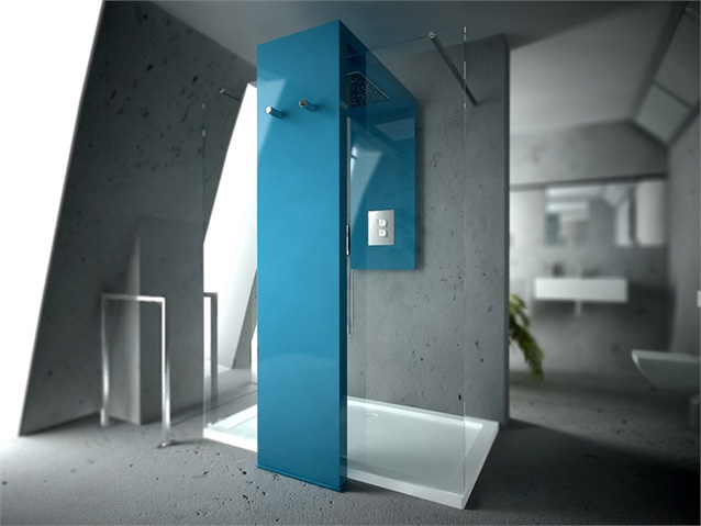 Monolite douche radiateur de Fabrizio Batoni bleu